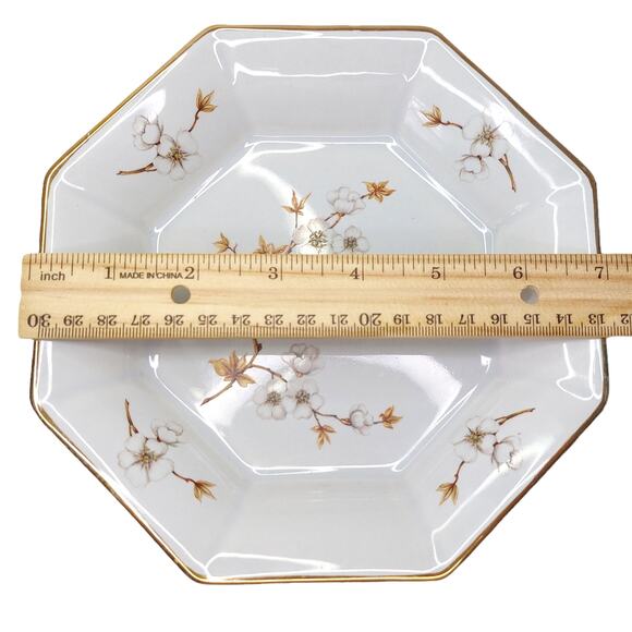 Hyalyn Pottery USA 173 Cherry Blossom Vintage Trinket Tray Catchall Hexagon - Picture 2 of 7